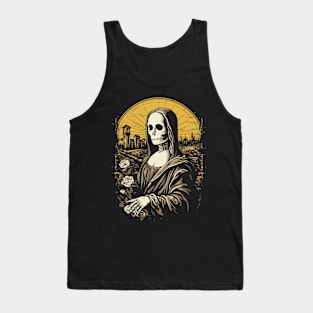 Mona Lisa Skeleton Graphic Men Kids Women Funny Halloween Tank Top